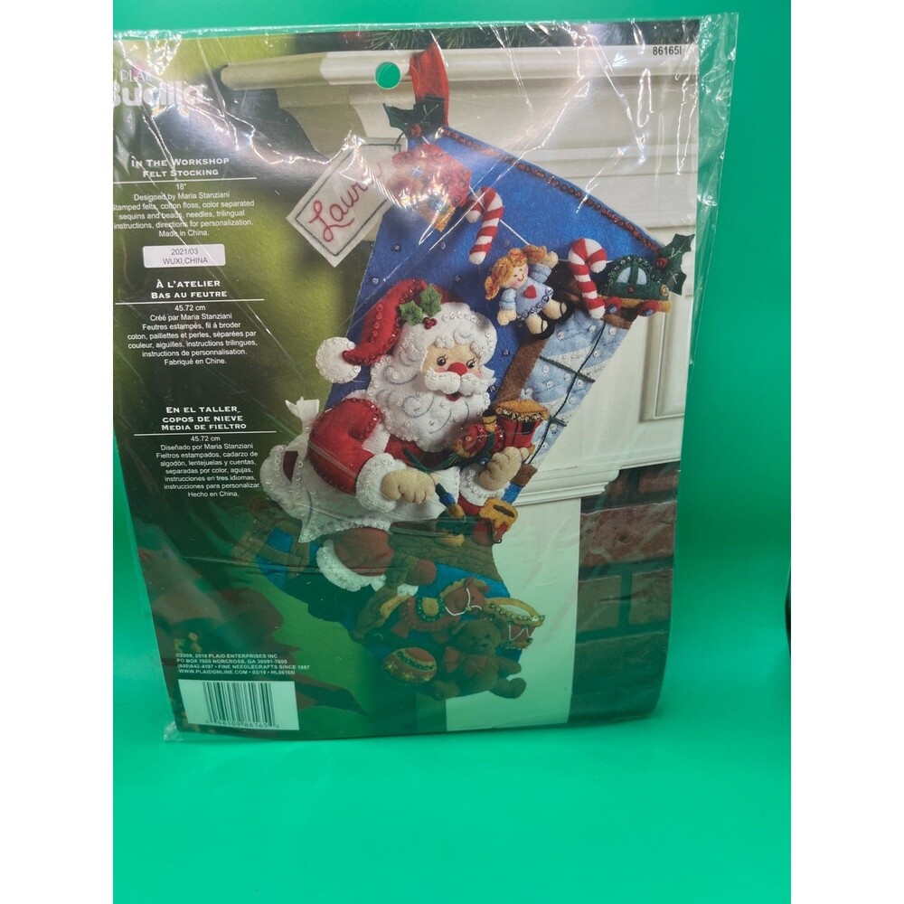 Bucilla IN THE WORKSHOP Stocking Kit-861651/2009 Tri-lingual instructions